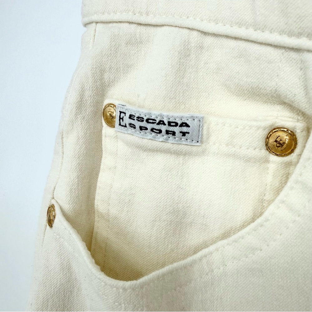 Vintage Escada Sport High Rise Tapered Leg Cream Ivory White Jeans Gold - Picture 5 of 13